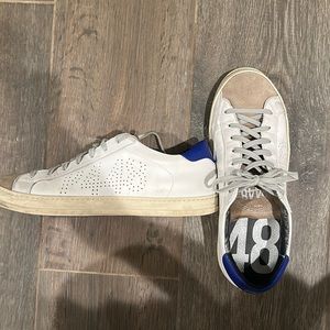 P448 White Shoes with Blue Tab